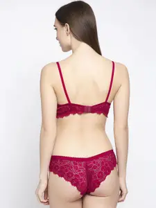 PIBU Lightly Padded Net Bra & Panty Lingerie Set