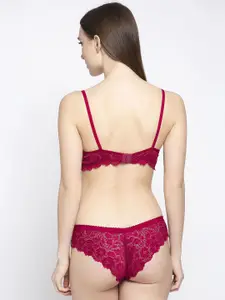 PIBU Pack of 2 Lightly Padded Net Bra & Panty Lingerie Set