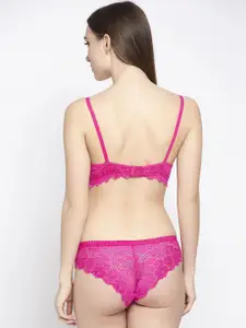 PIBU Pack of 2 Self Design Lightly Padded Nylon Bra With Brief