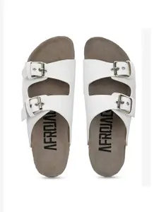 AfroJack Buckle Detailed Open Toe Flats