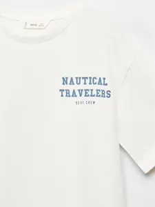 Mango Kids Boys Nautical Print Pure Cotton T-shirt