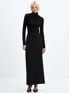 MANGO Women Solid Pencil Maxi Skirt