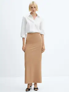 MANGO Back Slit Straight Maxi Skirt
