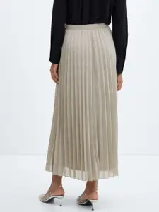 MANGO Accordion Pleated Lurex Straight Midi Skirt