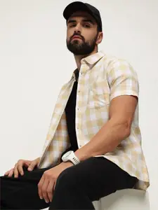 VALEN CLUB Slim Fit Gingham Checked Pure Cotton Casual Shirt