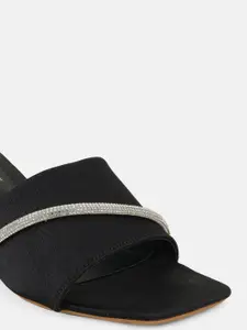 DressBerry Black Embellished Block Heels