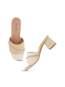 DressBerry Gold Toned Embellished Block Heels