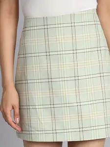 NoBarr Checked Mini A-Line Skirt