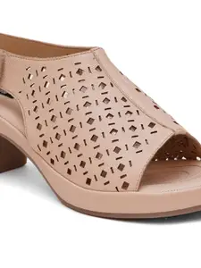 Sherrif Shoes Block Heeled Peep Toes with Laser Cuts