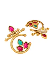 aadita Gold-Plated Stone-Studded Contemporary Studs Earrings