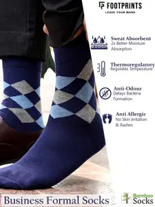 FOOTPRINTS FOOTPRINT Men 3 Pairs Patterned Odour free Organic Cotton Bamboo Calf Length Formal Socks