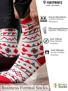 FOOTPRINTS FOOTPRINT Men 3 Pairs Patterned Odour free Organic Cotton Bamboo Calf Length Formal Socks