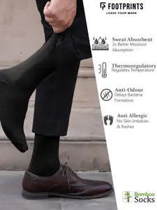 FOOTPRINTS FOOTPRINT Men 3 Pairs Patterned Odour free Organic Cotton Bamboo Calf Length Formal Socks