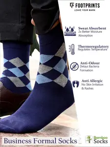 FOOTPRINTS FOOTPRINT Men 3 Pairs Patterned Odour free Organic Cotton Bamboo Calf Length Formal Socks
