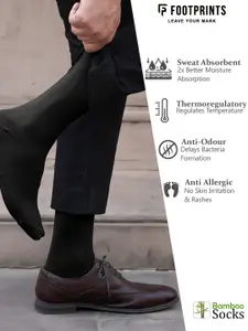 FOOTPRINTS FOOTPRINT Men 3 Pairs Patterned Odour free Organic Cotton Bamboo Calf Length Formal Socks