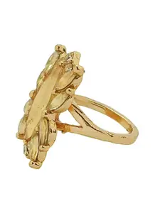 FEMMIBELLA Set Of 2 Gold-Plated Cubic Zirconia Studded Finger Rings