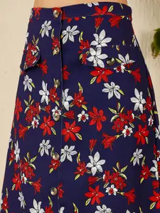 Marie Claire Floral Printed A-line Midi Skirt