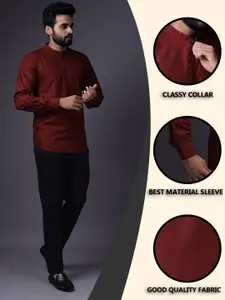 BAESD Mandarin Collar Long Sleeves Pure Cotton Short Kurta