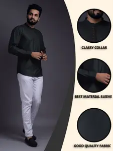 BAESD Mandarin Collar Long Sleeves Pure Cotton Short Kurta