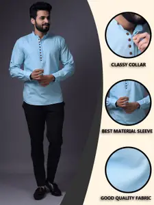 BAESD Mandarin Collar Long Sleeves Pure Cotton Short Kurta