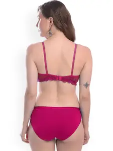 PIBU Pack of 3 Lightly Padded Cotton Bra & Panty Set Lingerie Set