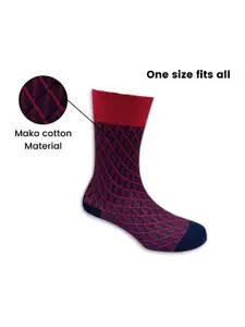 The Tie Hub Men Patterned Cotton Calf Length Socks