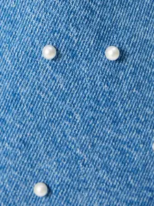 Koton Women Wide Leg Mid-Rise Clean Look Embellished Cotton Jeans