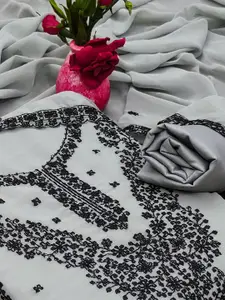 Peachmode Embroidered Silk Georgette Unstitched Dress Material