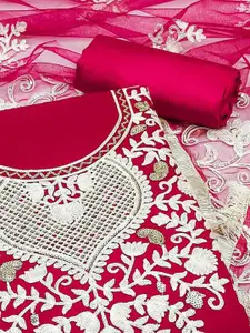 Peachmode Embroidered Silk Georgette Unstitched Dress Material