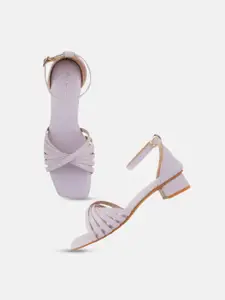 DressBerry Purple Open Toe Block Heels