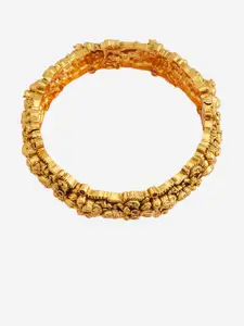 Kushal's Fashion Jewellery Gold-Plated Ruby Stone Studded Bangle
