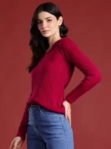 all about you Women Acrylic Ribbed Pullover