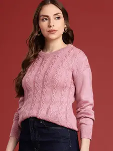 all about you Self Design Cable Knit Pullover