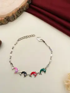 DressBerry Women Brass Silver-Plated Link Bracelet