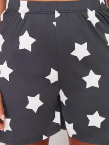 Trendyol Plus Size Conversational Printed Pure Cotton T-Shirt & Shorts