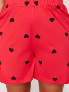 Trendyol Printed Pure Cotton Shirt & Shorts Night Suits