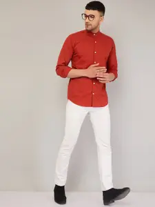 LOUIS MONARCH Comfort Slim Fit Mandarin Collar Cotton Casual Shirt