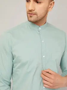 LOUIS MONARCH Comfort Band Collar Long Sleeves Slim Fit Cotton Casual Shirt