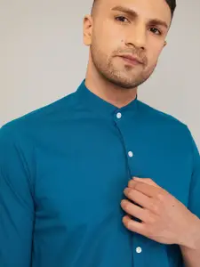 LOUIS MONARCH Comfort Band Collar Long Sleeves Slim Fit Cotton Casual Shirt