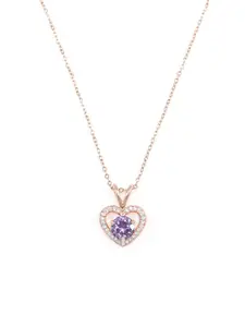 Ramdev Art Fashion Jwellery Rose Gold-Plated Heart Shaped Pendant With Chain