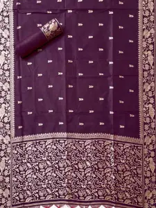 ZARIMO Ethnic Motifs Woven Design Raw Silk Unstitched Dress Material