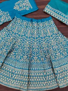 Rujave Embellished Thread Work Semi-Stitched Lehenga & Unstitched Blouse With Dupatta