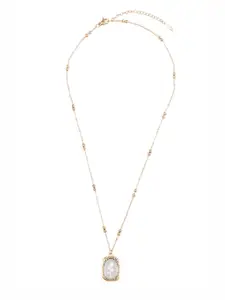 Ramdev Art Fashion Jwellery Rose Gold-Plated Beaded Square Pendant With Chain