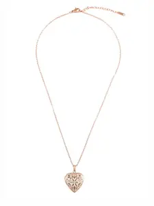 Ramdev Art Fashion Jwellery Rose Gold Plated Heart Shape Pendant With Chain