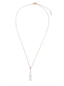 Ramdev Art Fashion Jwellery Rose Gold-Plated & AD Studded Pendant With Chain