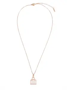 Ramdev Art Fashion Jwellery Rose Gold-Plated AD-Studded Pendant With Chain