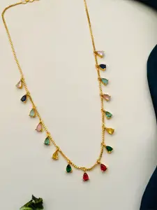 DressBerry Gold-Toned Gold-Plated American Diamond Necklace