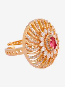 Kushal's Fashion Jewellery Gold Plated Cubic Zirconia Studded Finger Ring