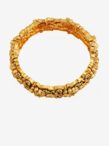 Kushal's Fashion Jewellery Gold-Plated Antique Stone Studded Bangle
