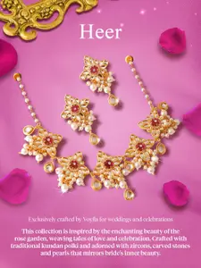 Voylla Women Brass Kundan Studded Gold-Plated Cuff Bracelet